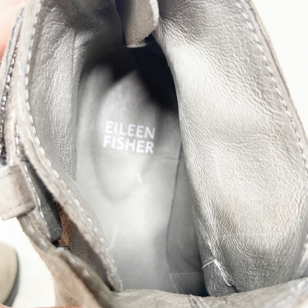 Eileen Fisher Beige Suede Leather Ankle Booties - Picture 14 of 14